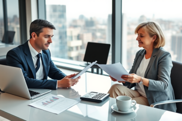 Consulente finanziario professionale in ufficio moderno offre prestito personale Fiditalia per emergenze finanziarie con soluzioni rapide e affidabili