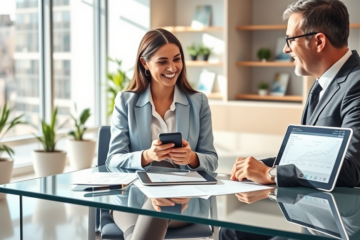 Giovane professionista in ufficio finanziario che riceve assistenza rapida per un prestito personale Prexta semplice e veloce